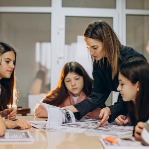 Group of kids studying at school